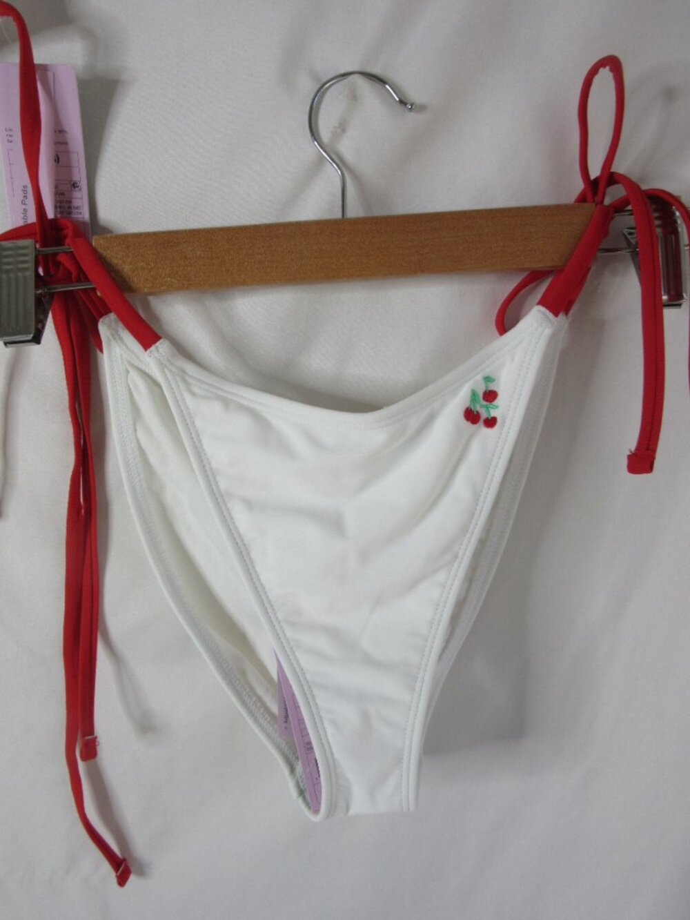 Wild Fable 2 Piece Bikini White with Embroidered Red Cherries Small NWT - Picture 6 of 10